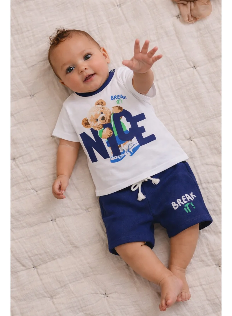 victor and jane Infant Boys’ 2-Piece Set – “Nice” Graphic T-Shirt & Shorts
